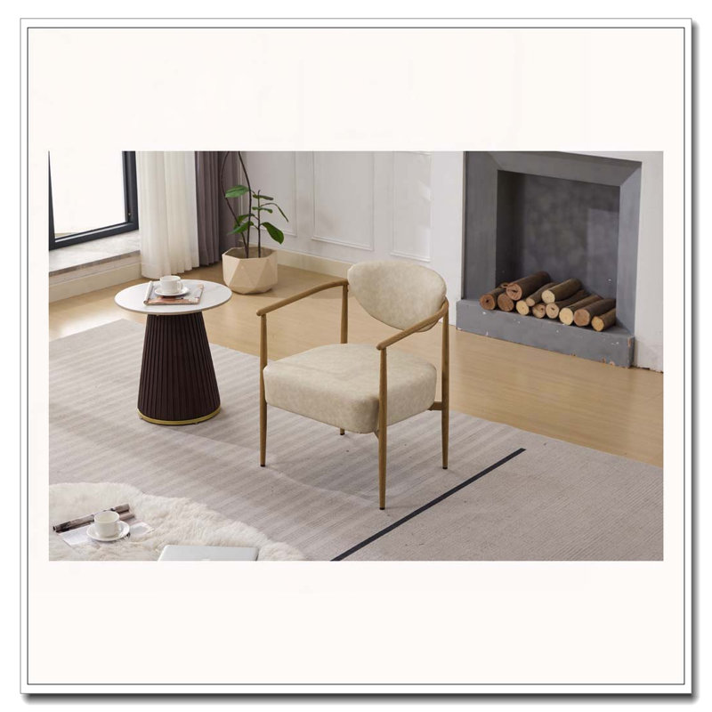 Dining Room Chair, Living Room Chair, Bedroom Chair, Woven Fabric With Foam Back And Seat,Soft And Comfortable Seating, Metal Frame With Water Transfer Pringting