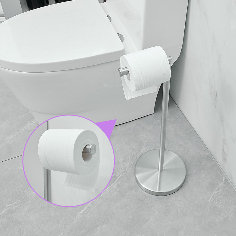Porte-papier hygiénique sur pied, Nickel brossé