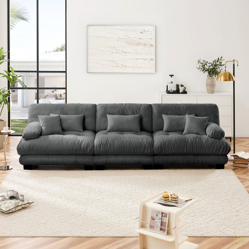 3-Seater Sectional Sofa Modular Deep Seat Sofa Couch , Chenille Sofa Soft Comfy Upholstered Furniture For Living Room, Apartment, Studio, Office,Chenille