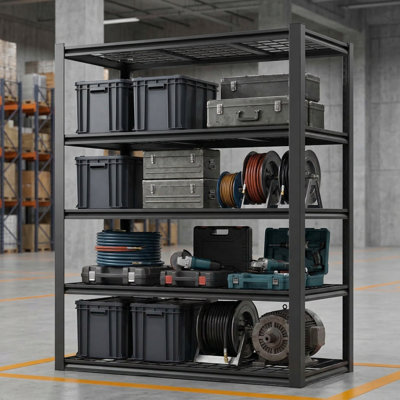 Heavy-Duty 5-Tier Wire Shelving Unit - 3000 LBS Total Capacity With Adjustable Heights & Reinforced Construction For Garage, Warehouse & Industrial Storage