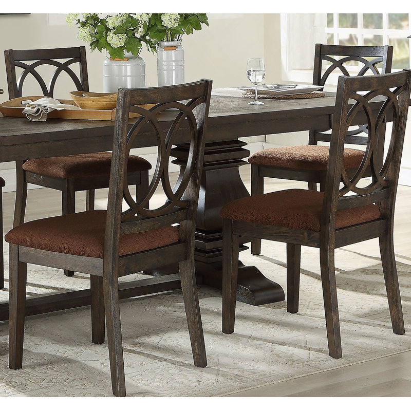 Ensemble de chaises de salle à manger de style transitionnel classique 2 pièces avec finition espresso, cadre en bois et revêtement brun confortable pour un repas élégant