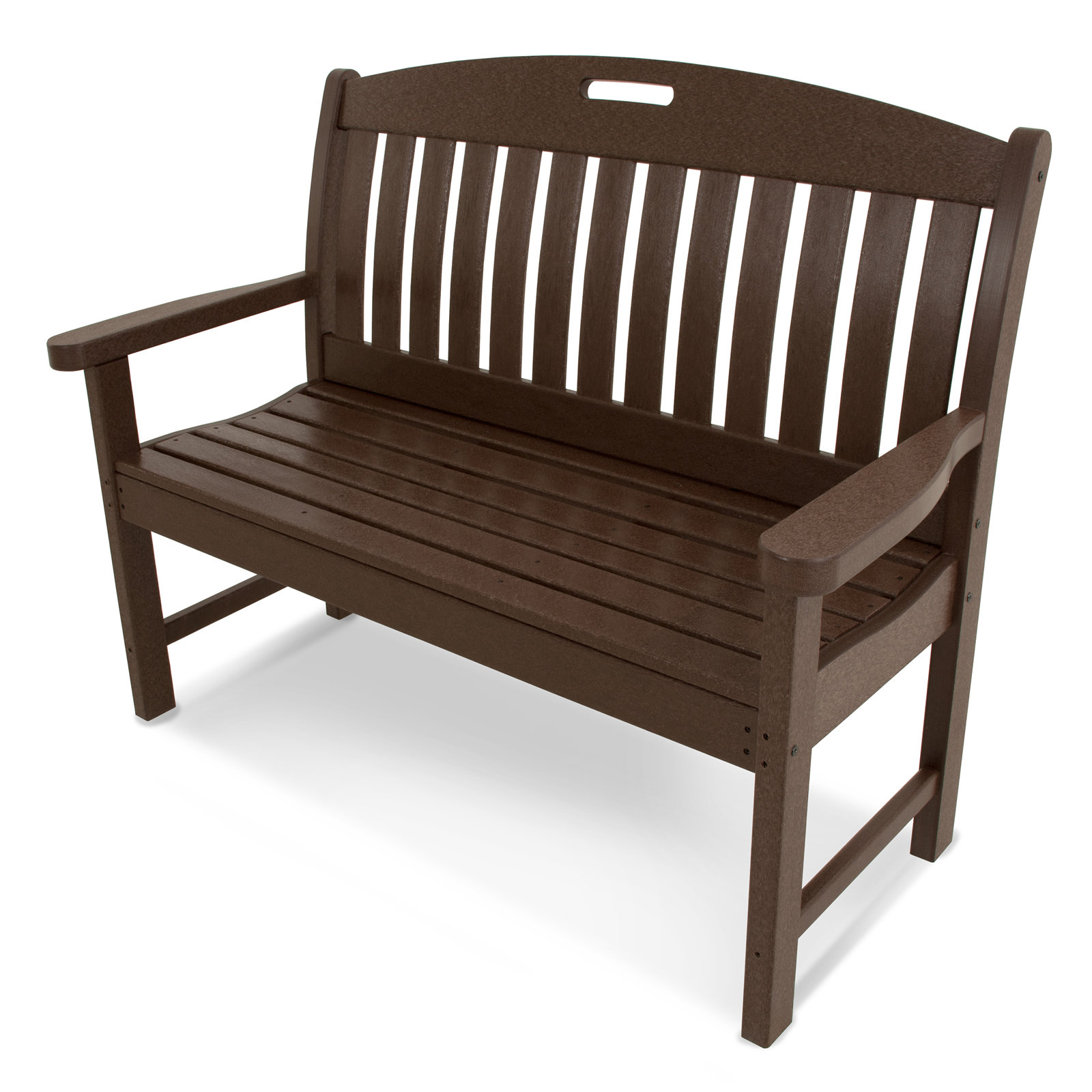 POLYWOOD® Nautical Garden Bench, Dark Teak, 37.5" H x 51.75" W x 25" D
