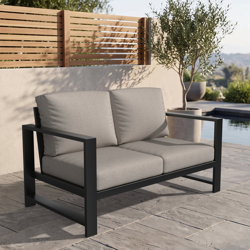 Causeuse d'extérieur Oltjana avec coussins Sunbrella®, Argent coulé