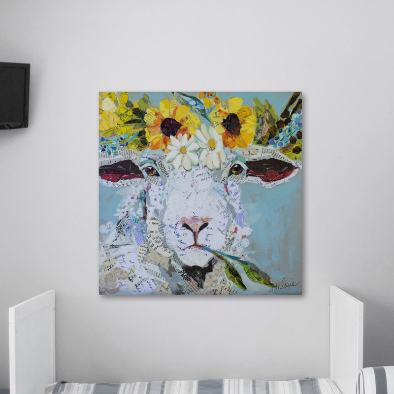« floral moutons ii », reproduction sur toile, H 24 po x l 24 po x P 1,5 po