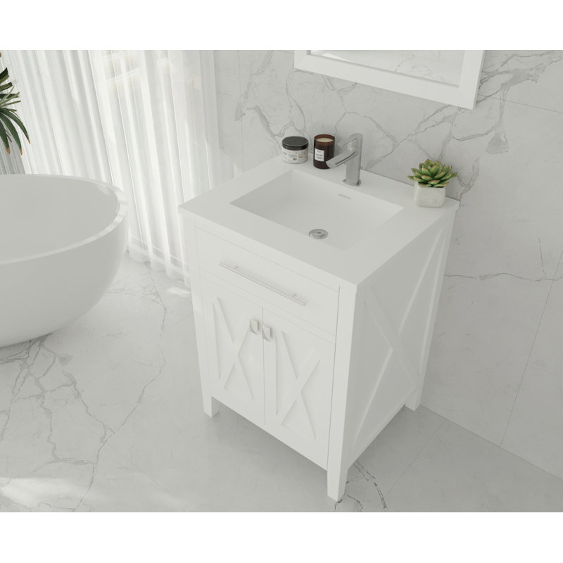 Ensemble de meuble-lavabo simple 24 po Vitiello, Blanc, Blanc mat