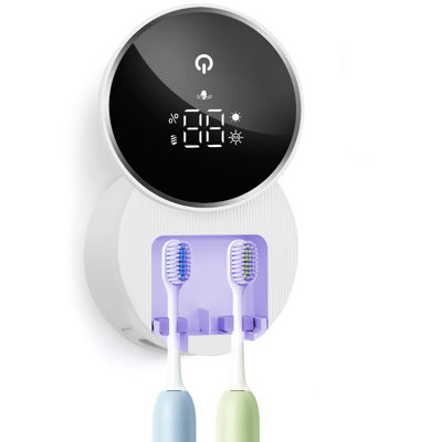 Toothbrush Sanitizer Holder Wall-Mounted, 1 Compartment (White)