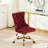 American - Style Wine Red Chair, Velvet Upholstered, Golden Metal Base, Design, Comfortable Triple Elastic Cushion Design Hand Pulled Buttons, Cushion, Deep And Wide Seating-1918711488