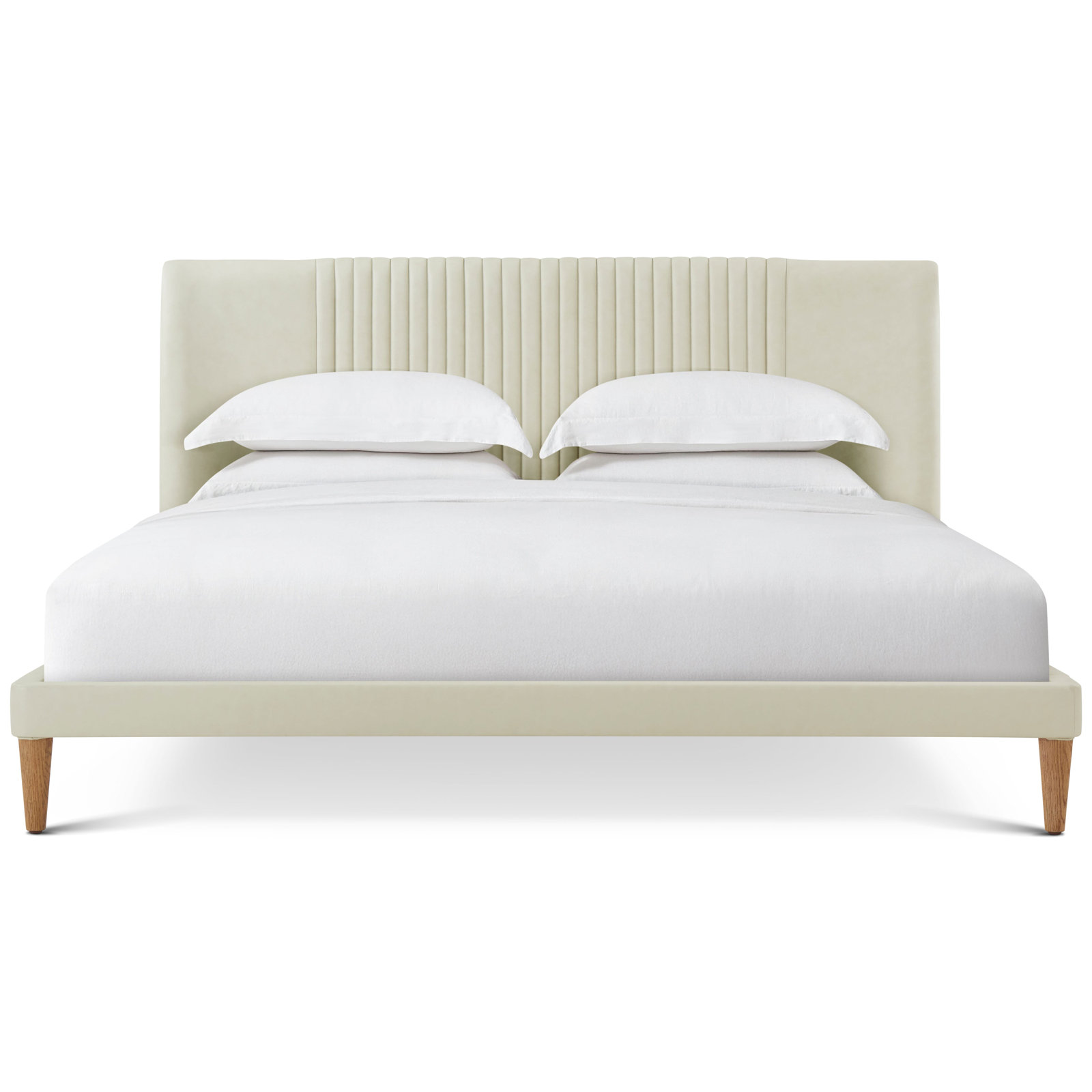 Upholstered Bed, White, King