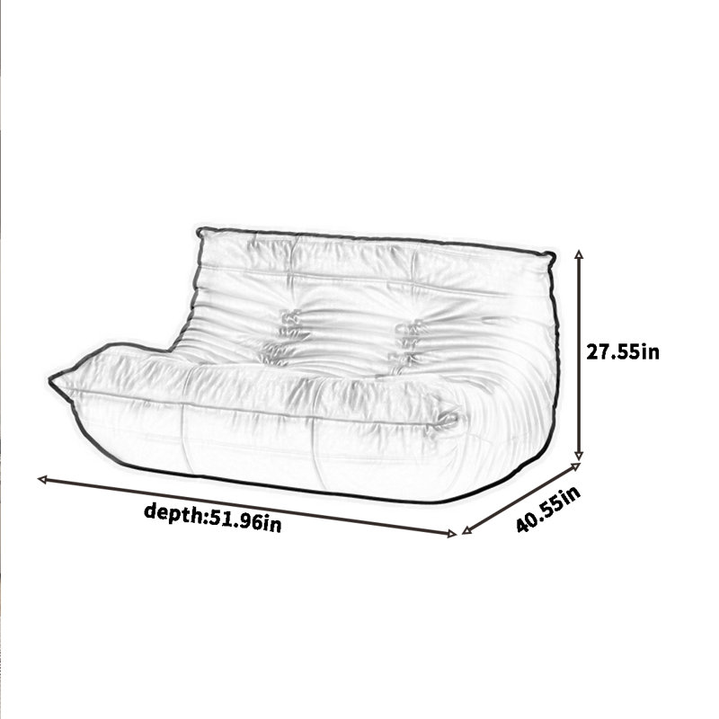 Canapé à billes rétro minimaliste, Similicuir noir, H 27,55 po x l 51,96 po x P 40,55 po