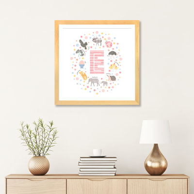" Illustrated Letter E Pink "