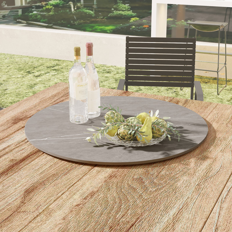 Plateau tournant Ikerne en pierre frittée mate (table non incluse), Gris clair, H 0,5 po x L 23,62 po x H 23,62 po