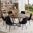 Round Dining Table Set with Velvet Upholstery Chairs-896957265-896957264-892995273