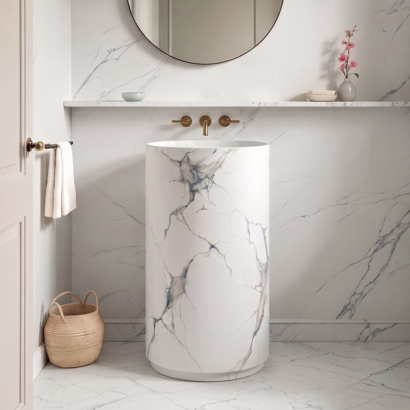 Lavabo de salle de bain sur pied 18 po