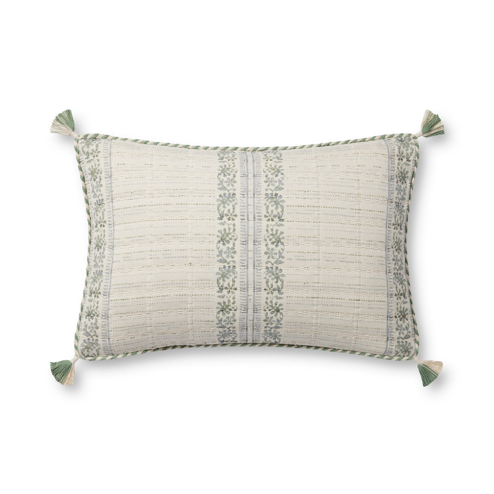 Tassels 100% Cotton Lumbar Throw Pillow, Polyester/Polyfill