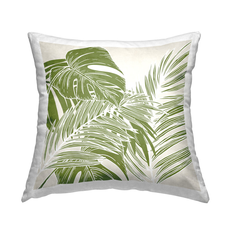 Coussin décoratif imprimé Green Layered Palms par Kim Allen