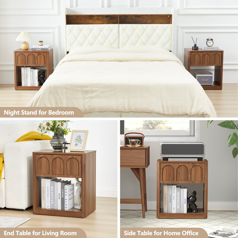 19.69'' W 1 Drawer Nightstand, Walnut