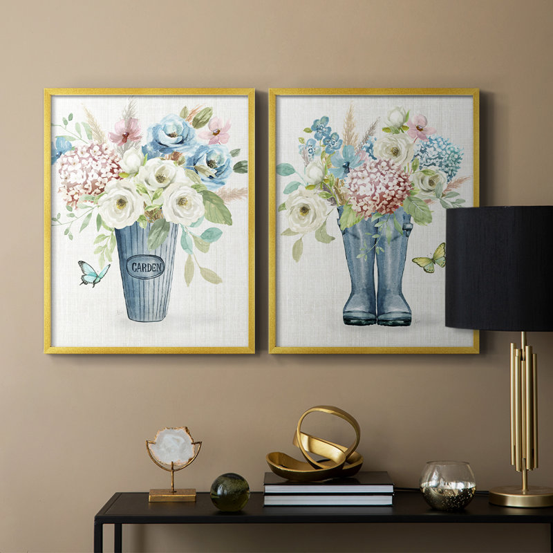 Bouquet de jardin - reproduction encadrée de qualité supérieure - prête à être accrochée - aucun clou requis - aucun clou requis