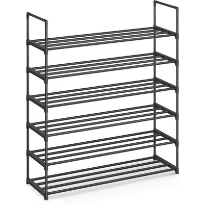 Shoe Rack, 6-Tier Shoe Organizer, Metal Storage Shelf, Upright Or Upside Down, For 24-30 Pairs, Stackable, For Entryway