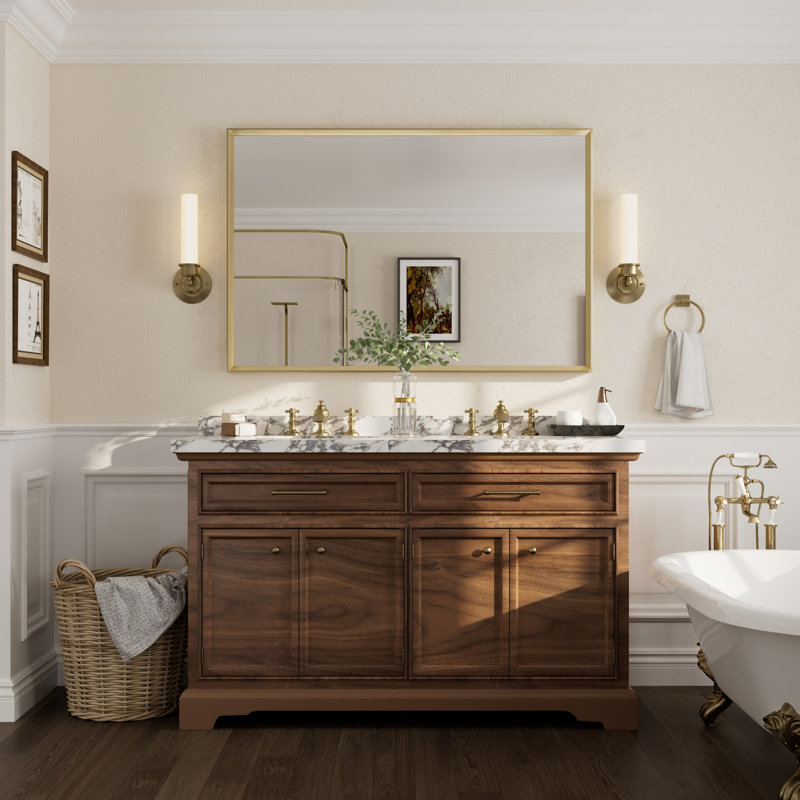 Miroir mural Amara, 48 po x 32 po, Brushed Gold