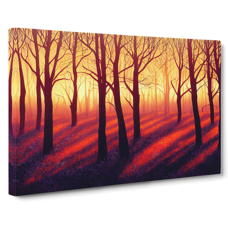 XXX-H1022-WF-8374X Striking Forest Sunset Vol.5 - Wrapped Canvas Painting, 35cm H x 50cm W x 3cm D