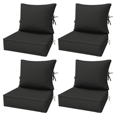 6.5″ Outdoor Replacement Cushion Set, Deep Seating Seat / Back Cushion Set, 24″W X 24″ D, Set Of 4