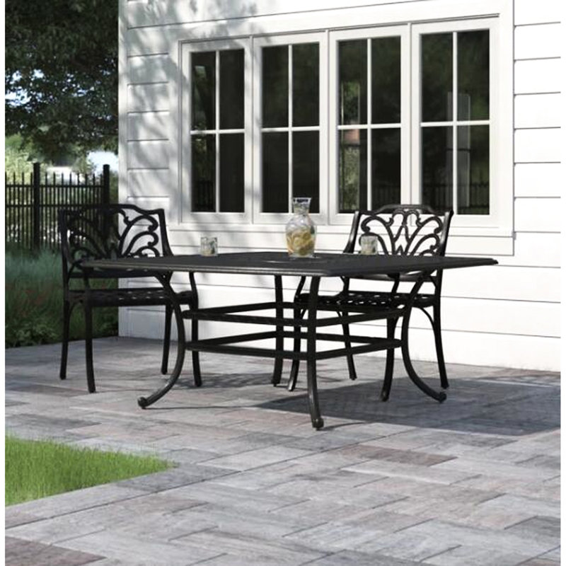 Table de salle à manger d'extérieur carrée 64 po, bronze lave foncé - aluminium robuste avec cadre charmant pour les jardins, détail élégant