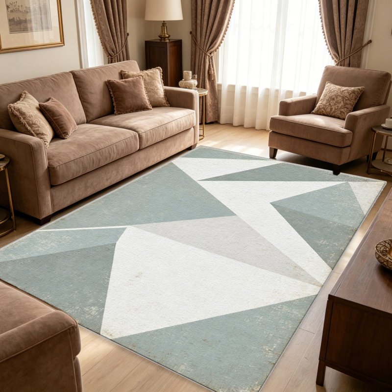 Vintage Teal Geometric carpet-easy to clean, machine-washable, soft and comfortable; suitable for door mats, kitchens, living rooms, bedrooms, corridors, and laundry areas. Easy to clean, durable carpet for home decoration.