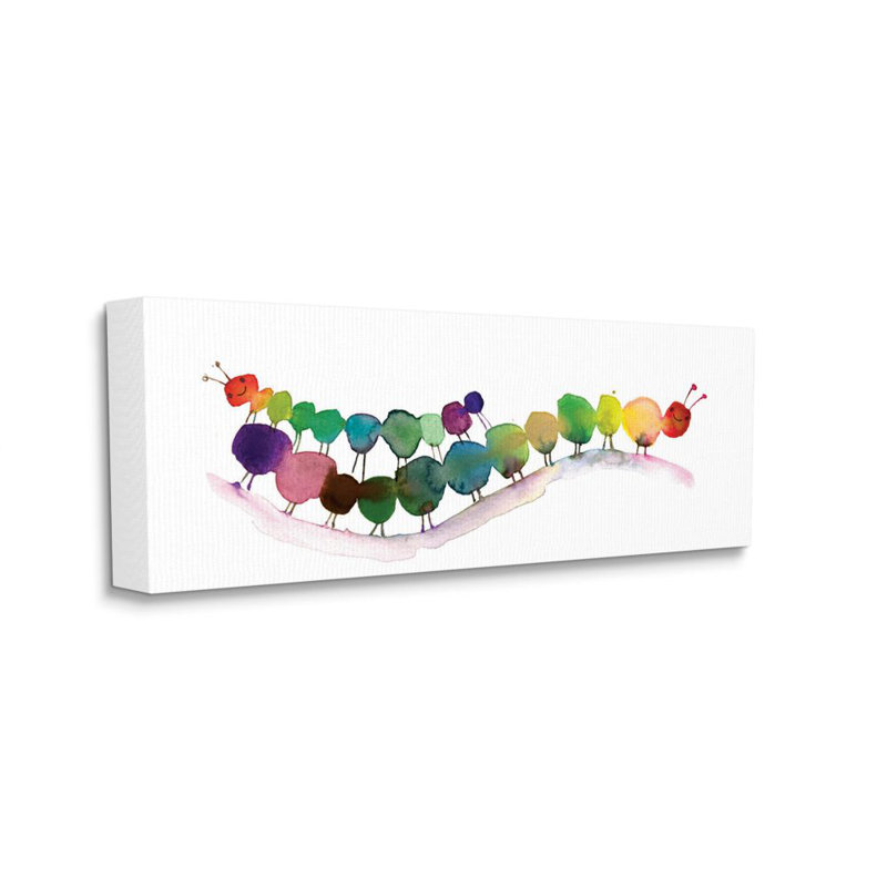 Bivins, aquarelle mignonne arc-en-ciel, aquarelle, Toile tendue, H 20 po x l 48 po x P 1,5 po
