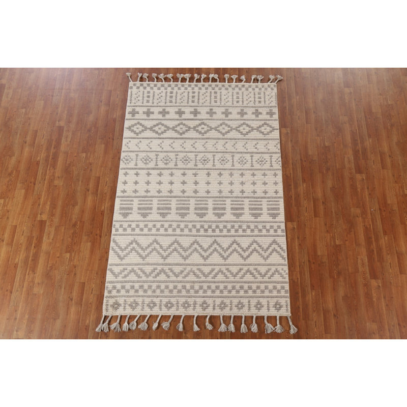 Tapis géométrique marocain noué à la main 5 x 8