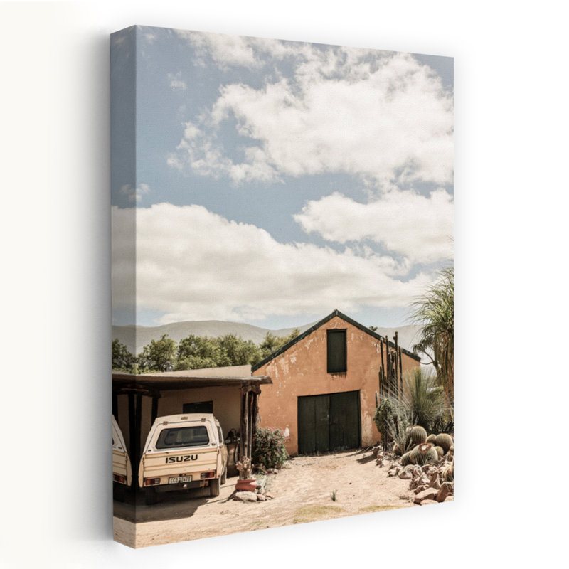 Art contemporain, paysage rétro, plante de cactus rustique et tranquille, H 36 po x l 24 po