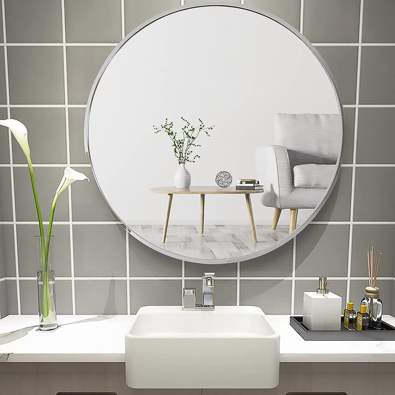 Aluminium Round Mirror, Silver