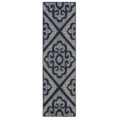 Tapis intérieur / extérieur bleu marine / ivoire Anastasaos