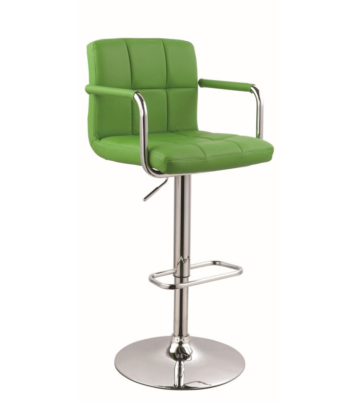 Swivel Upholstered Adjustable Height Counter Stool with Metal Frame, Green