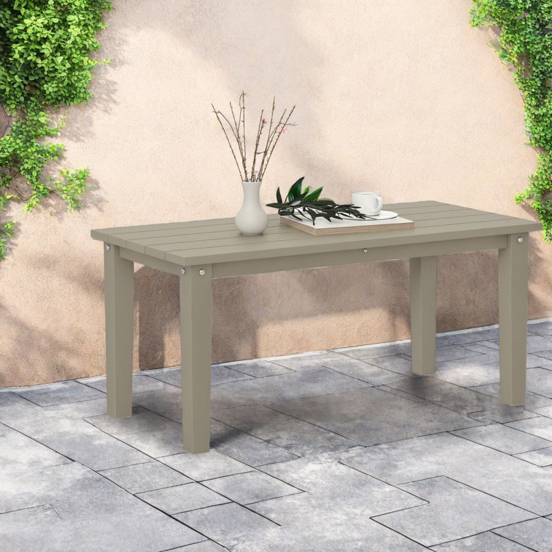 All Weather Patio Tables, Hdpe 35.8 Inch Slatted Modern Backyard