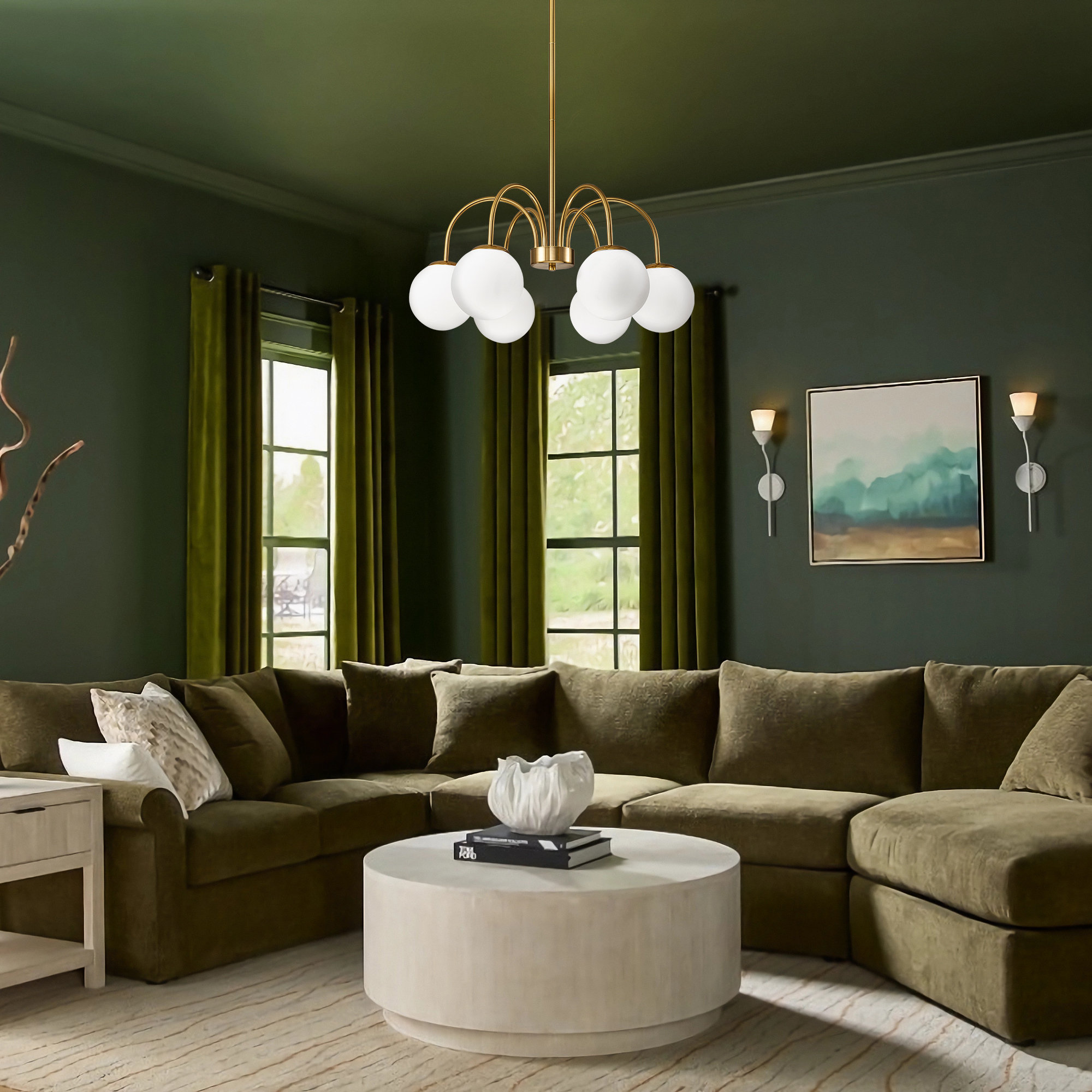 Bradrick 6 - Light Modern Glass Bubble Chandelier, Gold