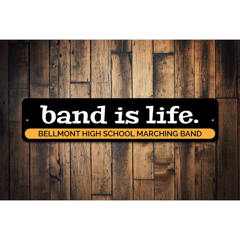 Signe en aluminium Band Is Life, H 4 po x l 18 po x P 0,04 po