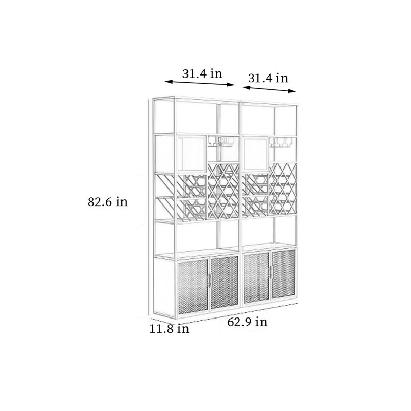 Iron Wine Rack, 82.6" H x 62.9" W x 11.8" D
