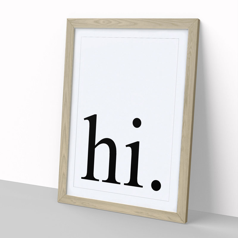 Hi Black - Framed Print, 90cm H x 65cm W x 2cm D, Oak Framed