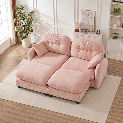 Canapés modulaires en nuage, paire de coussins décoratifs doux de première qualité, conception plissée matelassée, conception ergonomique haute, accoudoirs élégants et faciles à installer, convient aux chambres à coucher