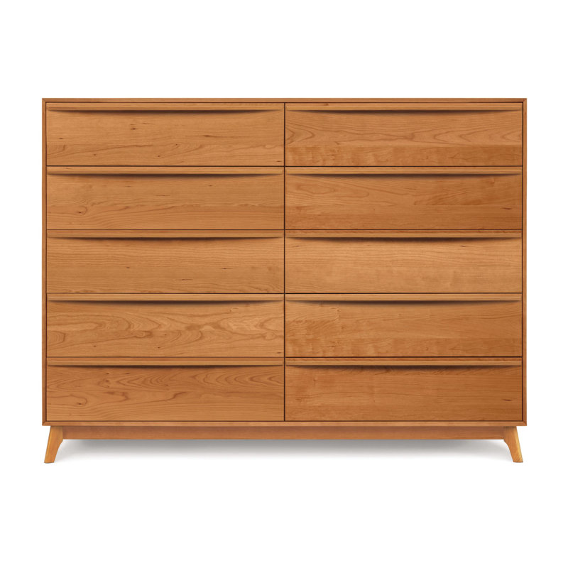 Catalina 10 - Drawer Solid Wood Dresser, Cherry