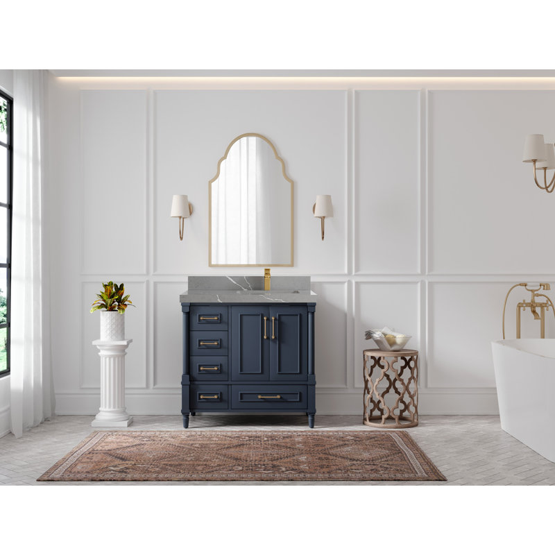 Ensemble de meuble-lavabo simple 36 po Aberdeen, Gris Piatra
