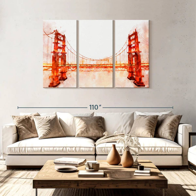 Golden Gate Bridge, aquarelle, H 48 po x l 74 po