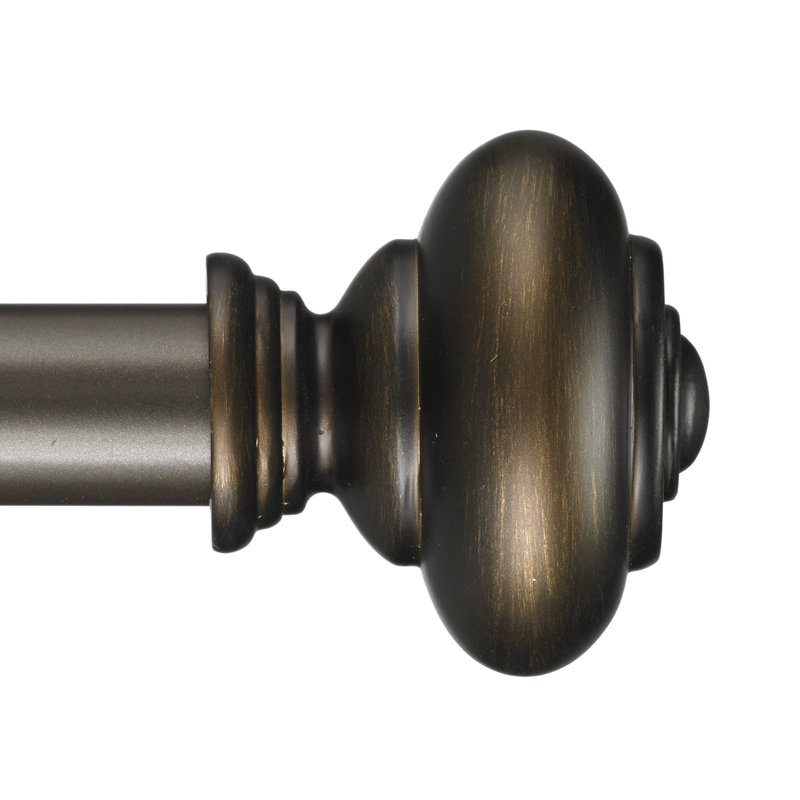 Revolve Adjustable Single Curtain Rod, Antique Silver, 3" H x 108" W x 5" D