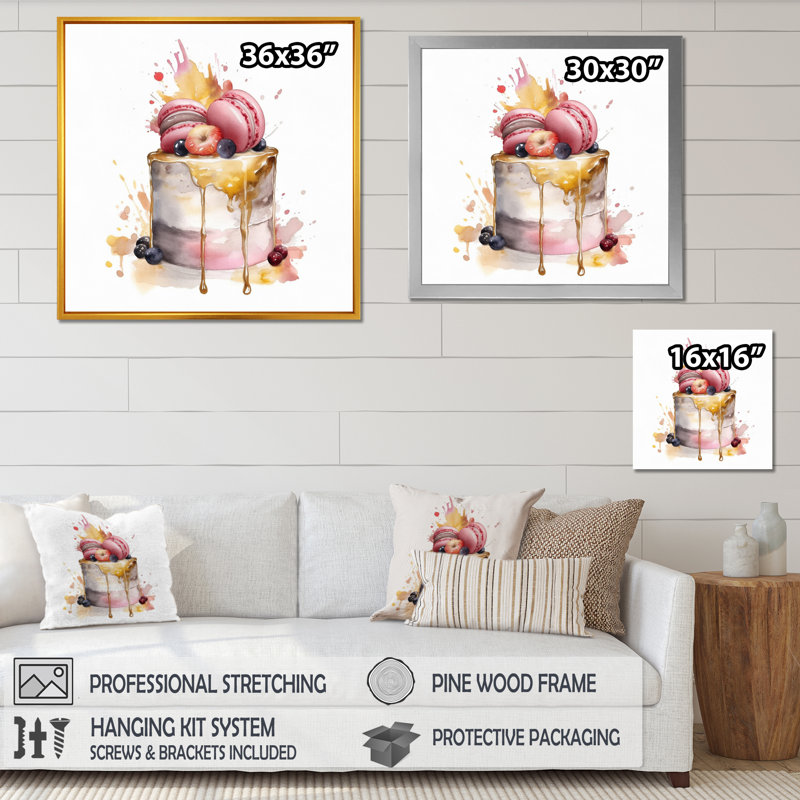 Tentation d'un délicieux gâteau - impression sur toile tendue, H 16 po x l 16 po x P 1 po