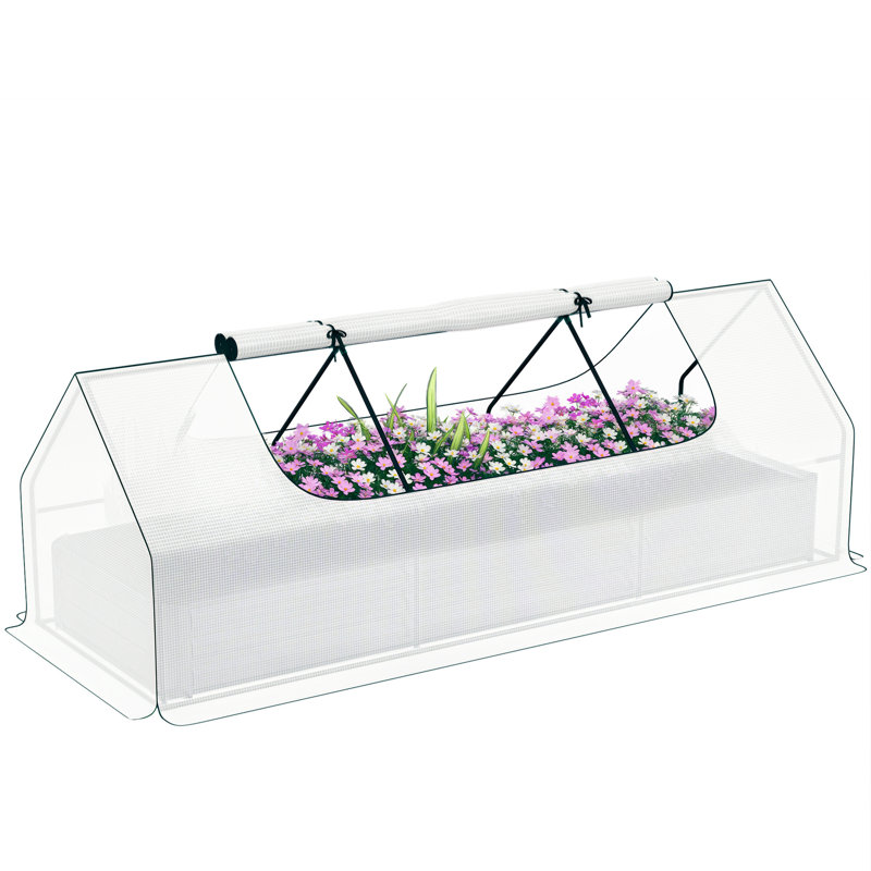 8.6 x 3 x 1ft Raised Garden Bed with Mini Greenhouse, Green, Green