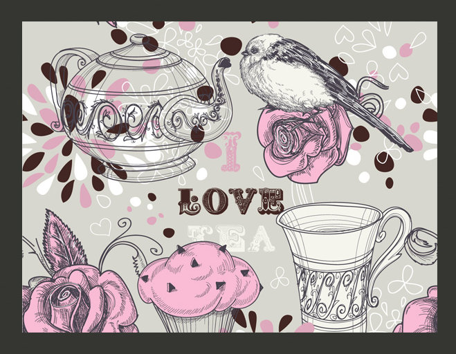 Afternoon Tea 2.70m x 350cm Wallpaper, 200 cm x 154 cm