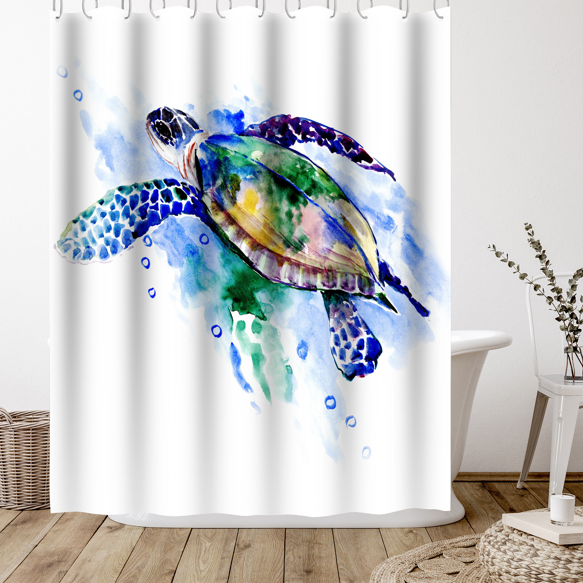 Bless international 71 x 74 Animals Shower Curtain, Sea Turtles 3 by  Suren Nersisyan