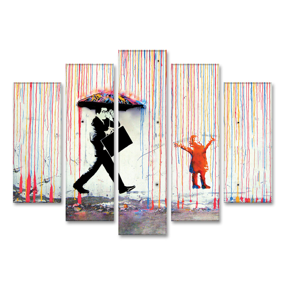 5-tlg. Kunstdruck-Set Rain of Colours von Banksy