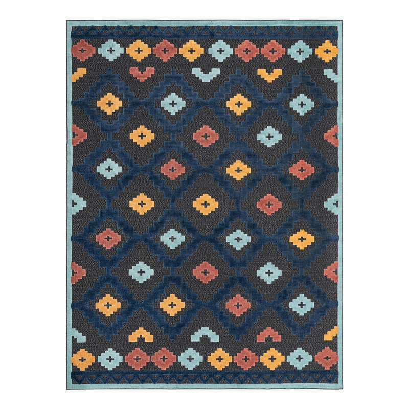 Haynie Indoor/Outdoor Rug Charcoal, Rectangle 9' x 12'