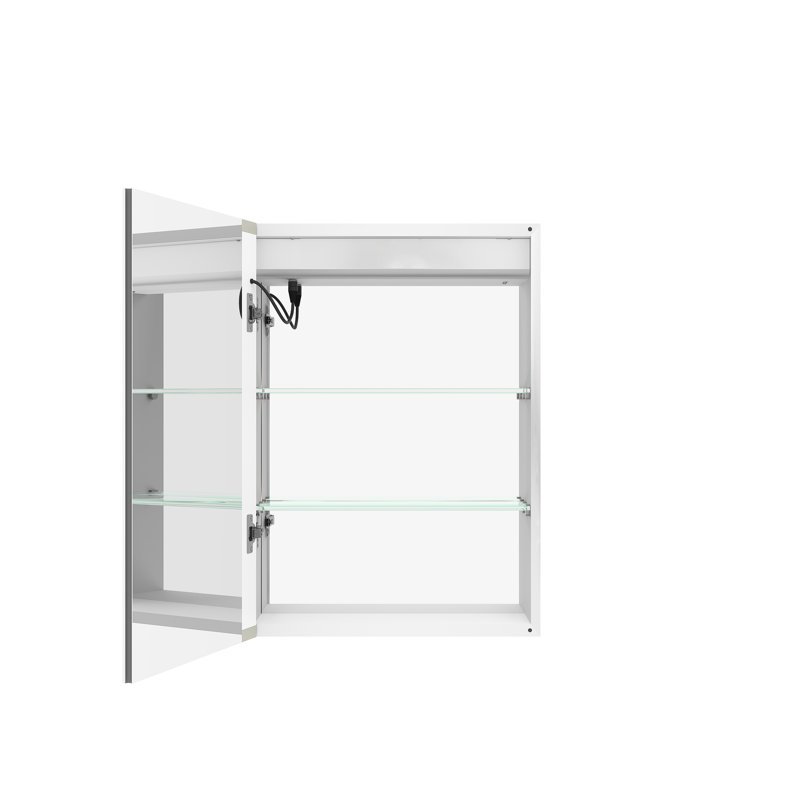 20 X 28 Inch Wall Mounted Mirror Cabinet For Bathroom - Led Lights. Fog, Waterproof, Dimmable, 3000k 6000k, Touch Switch, Shelves Lights, , 2